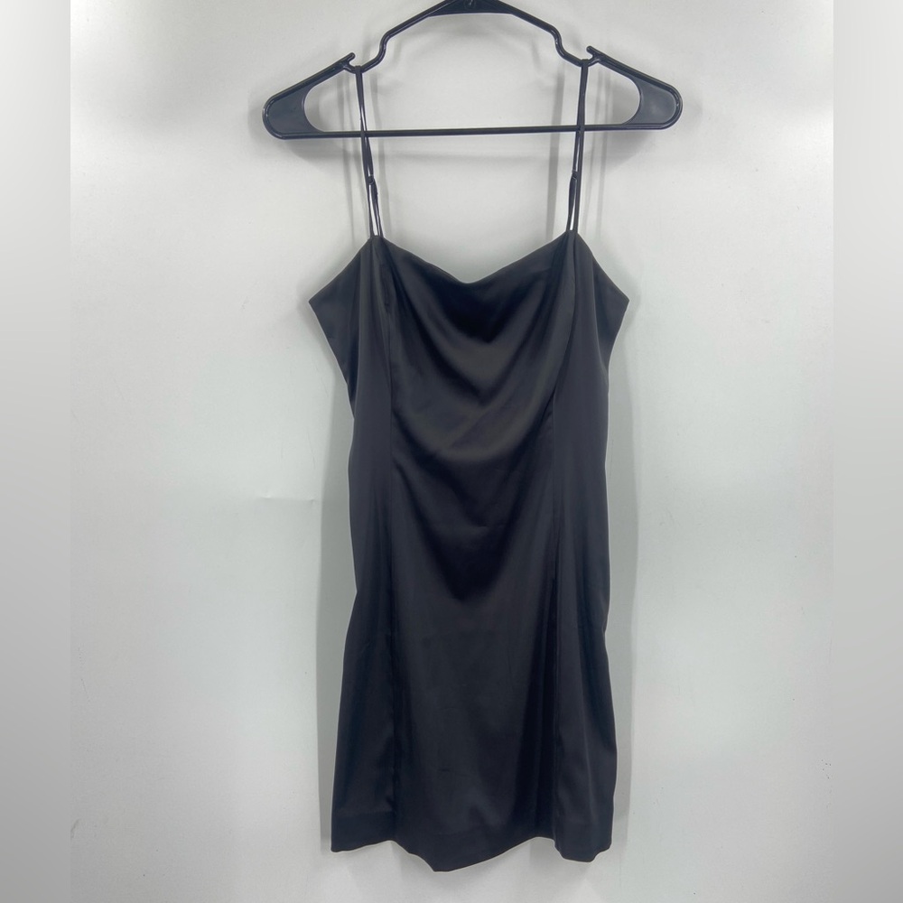 Aritzia Sunday Best ‘90s Shimmer Satin Mini Dress Black 8 - Picture 2 of 9